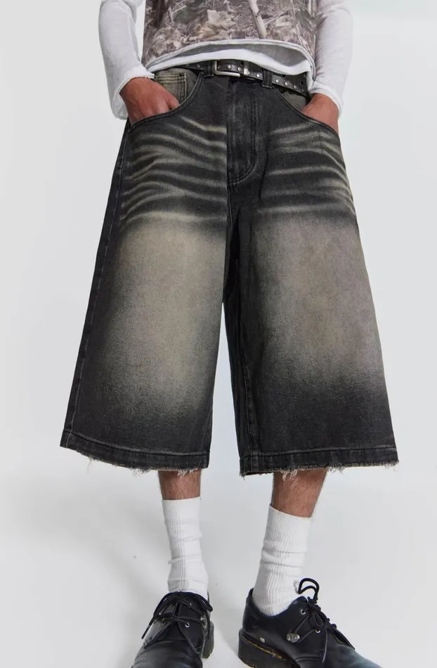 Jorts and Shorts Men Jaded London Washed Black Colossus Jorts