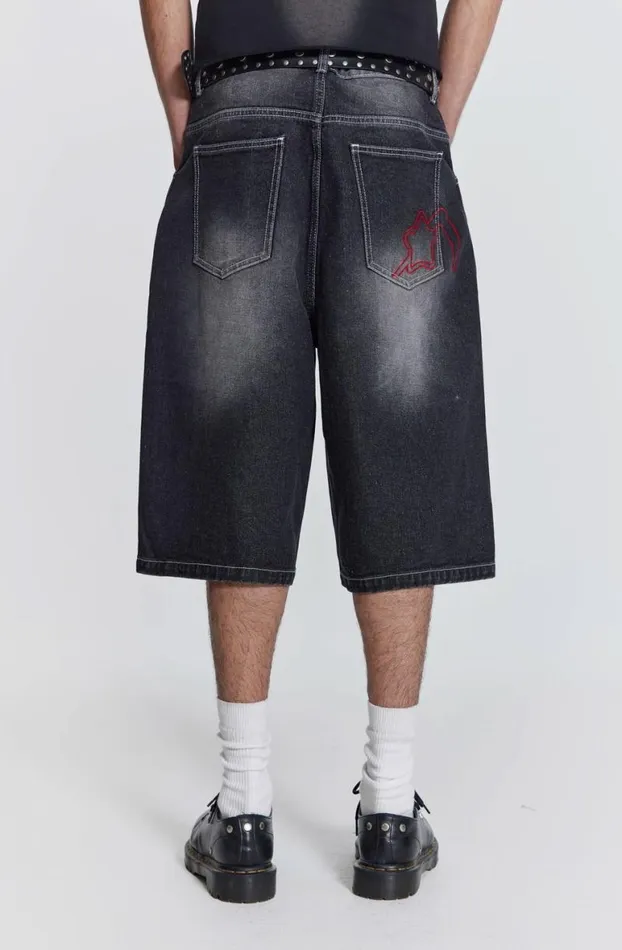 Jorts and Shorts Men Jaded London Washed Black Jumbo Jorts