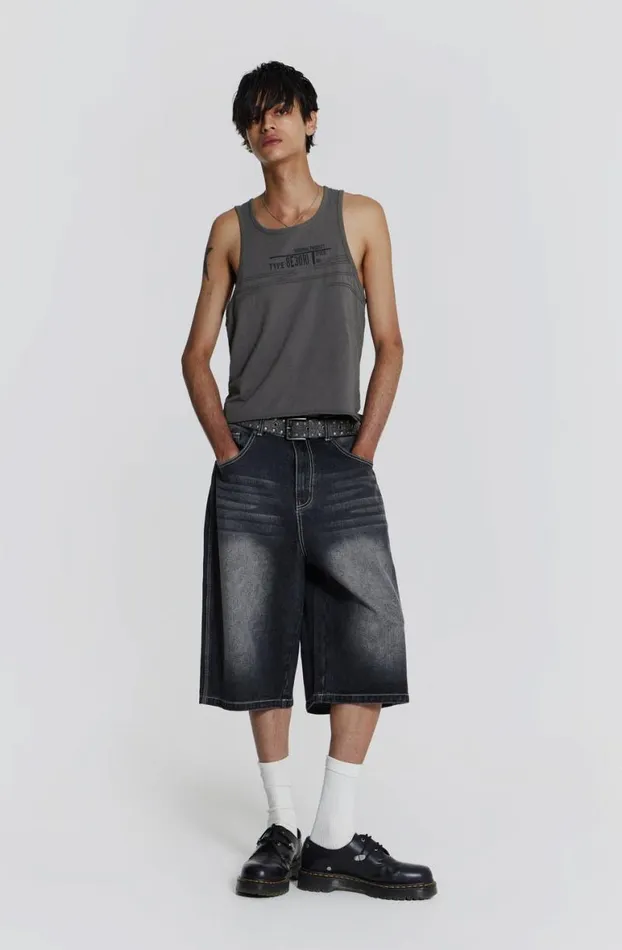Jorts and Shorts Men Jaded London Washed Black Jumbo Jorts