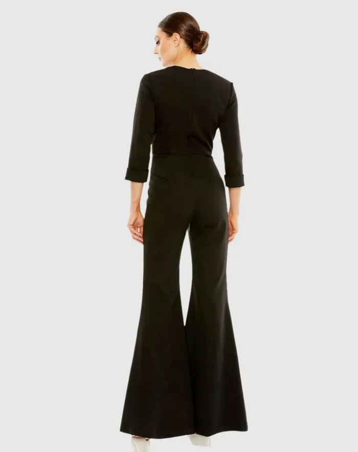 Jumpsuits and Rompers Long Sleeve Bow Detail Wide Leg Jumpsuit Black 8211 Mac Duggal Women Jumpsuits and Rompers Long Sleeve Bow Detail Wide Leg Jumpsuit Black 8211 Mac Duggal Women