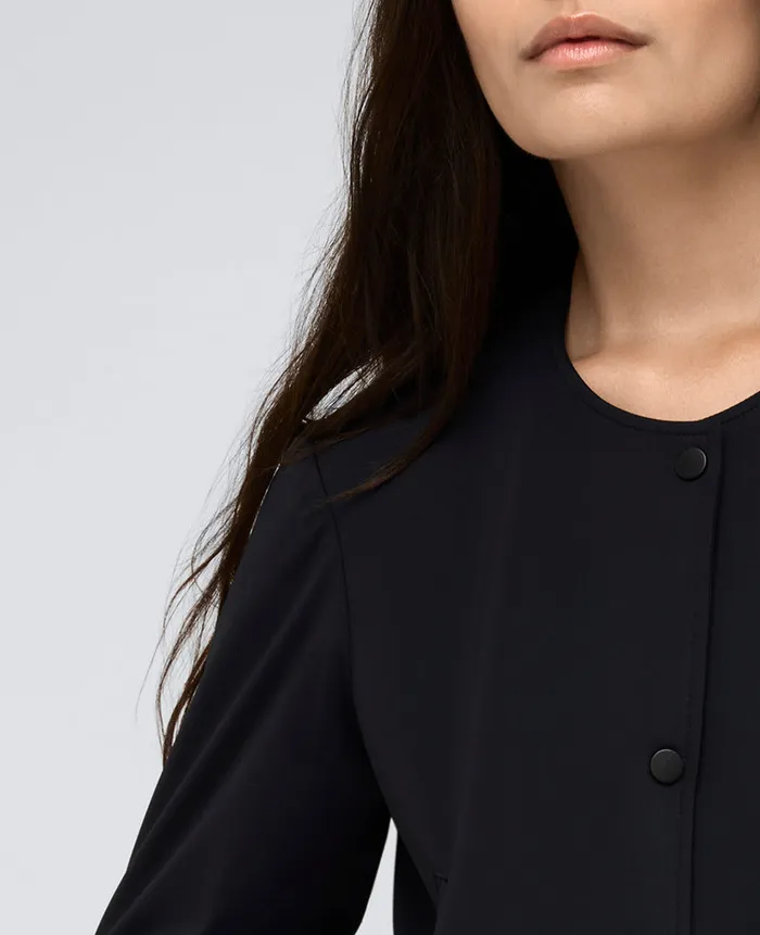 Kenneth Cole Blazers and Jackets Women Athletic Stretch Collarless Bomber Jacket Black Kenneth Cole Blazers and Jackets Women Athletic Stretch Collarless Bomber Jacket Black
