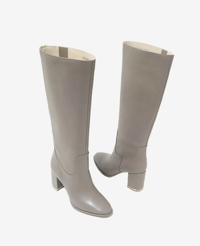 Kenneth Cole Boots and Booties Women Yvonne Leather Knee Boot Grey