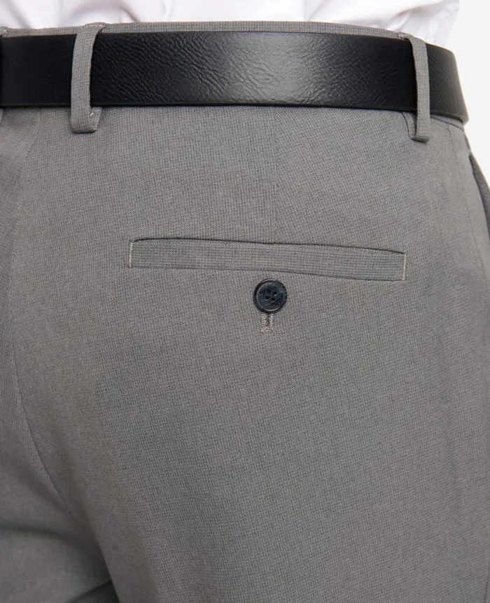 Kenneth Cole Dress Pants Men ModernFit Micro Check Stretch Trouser Grey