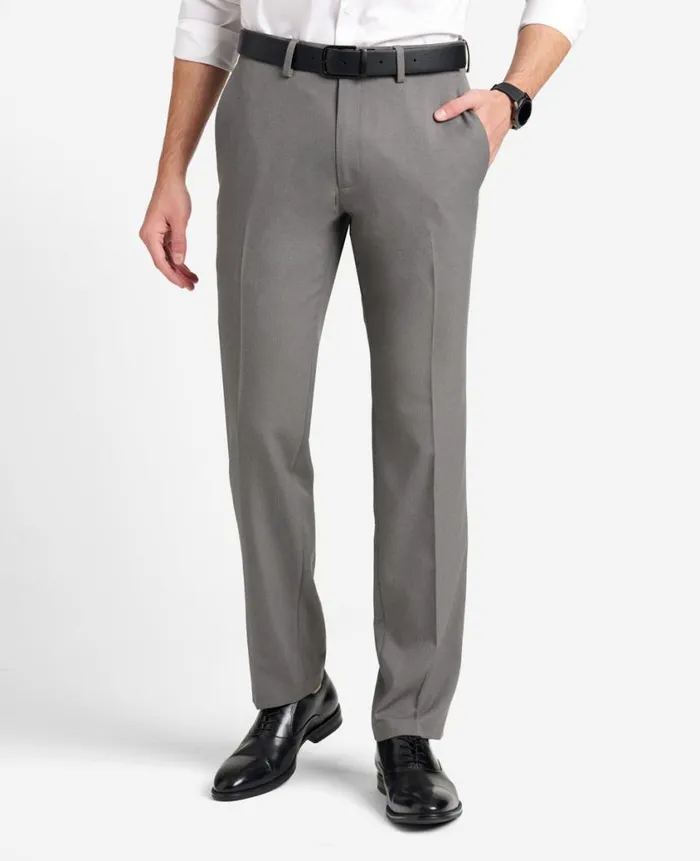 Kenneth Cole Dress Pants Men ModernFit Micro Check Stretch Trouser Grey