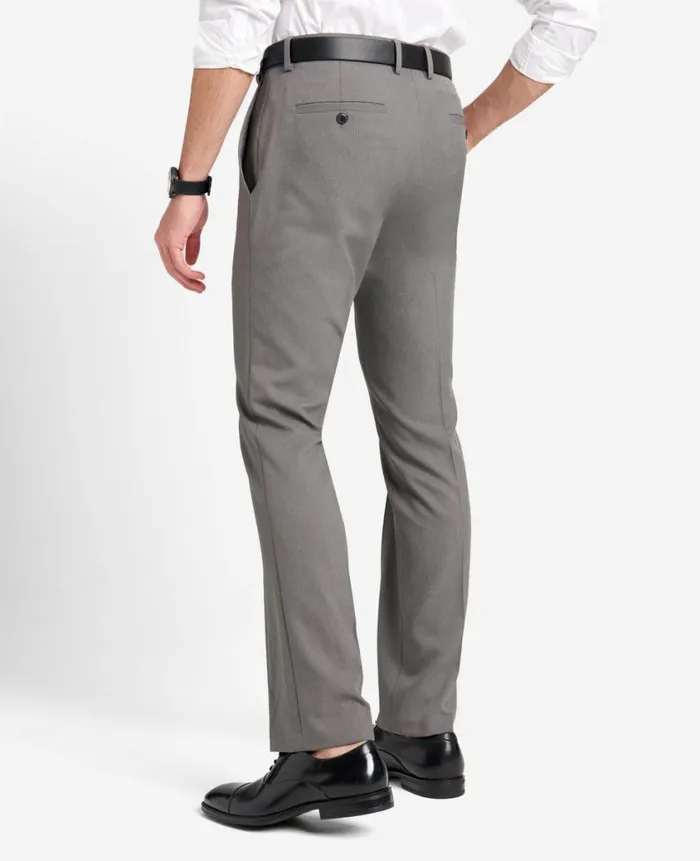Kenneth Cole Dress Pants Men ModernFit Micro Check Stretch Trouser Grey