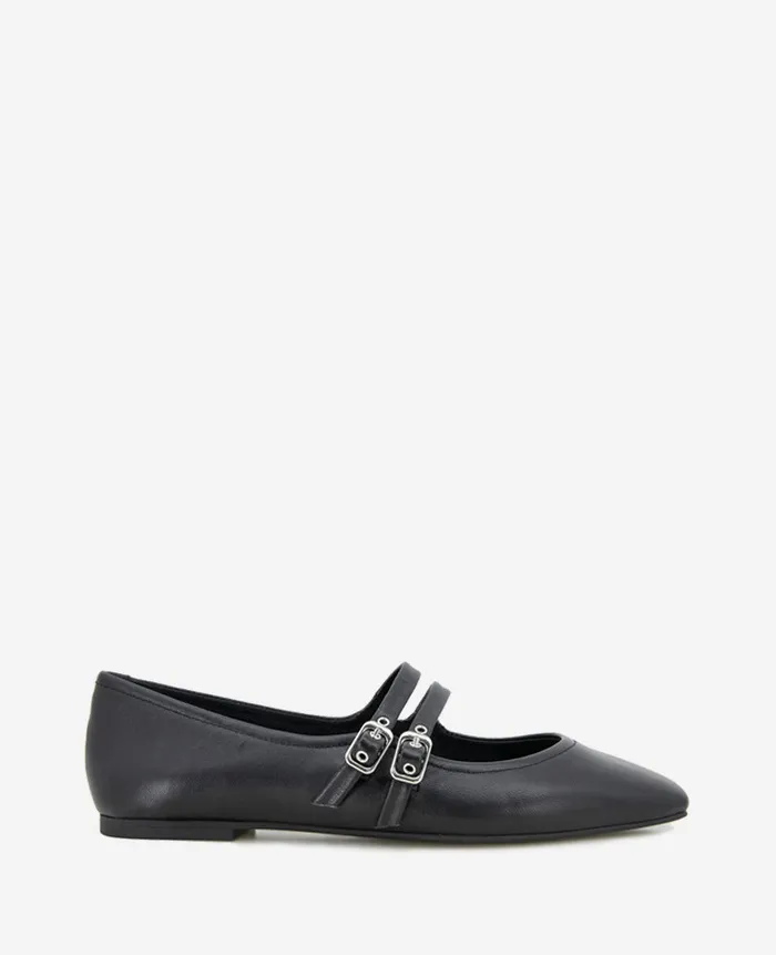 Kenneth Cole Flats and Loafers Women Jasmine Leather Mary Jane Flat Black