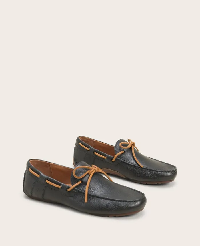 Kenneth Cole Loafers Men GENTLE SOULS 8211 Nyle Leather Driver Boat Shoe Black