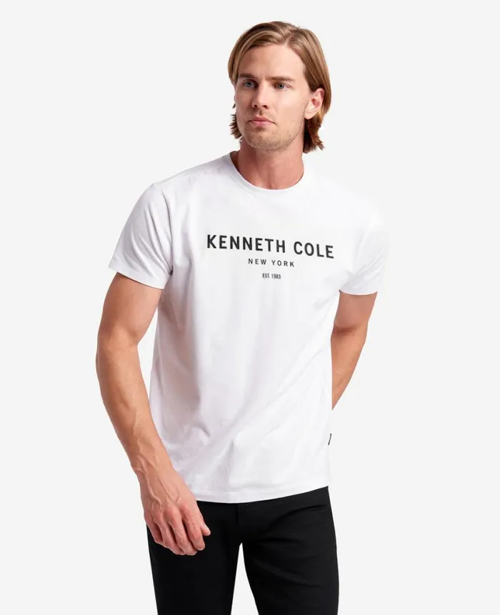 Kenneth Cole Polos and TShirts Men Site Exclusive 1983 Logo TShirt White Kenneth Cole Polos and TShirts Men Site Exclusive 1983 Logo TShirt White