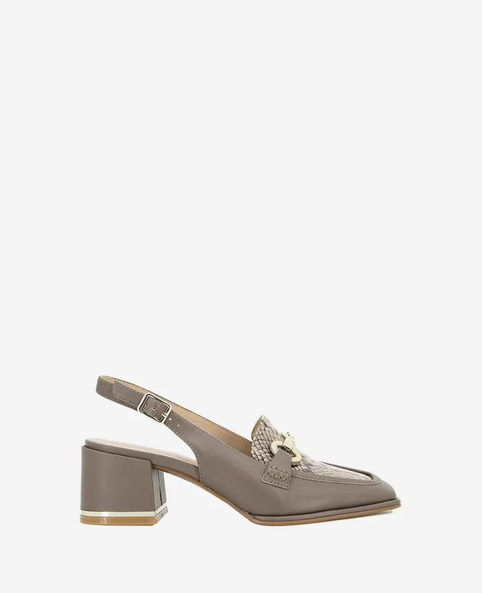 Kenneth Cole Pumps and Heels Women Elina Leather Slingback Loafer Beige