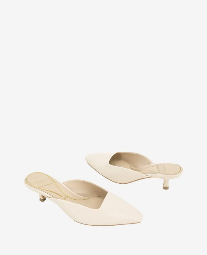 Kenneth Cole Pumps and Heels Women Margo Leather Kitten Heel Mule White Kenneth Cole Pumps and Heels Women Margo Leather Kitten Heel Mule White