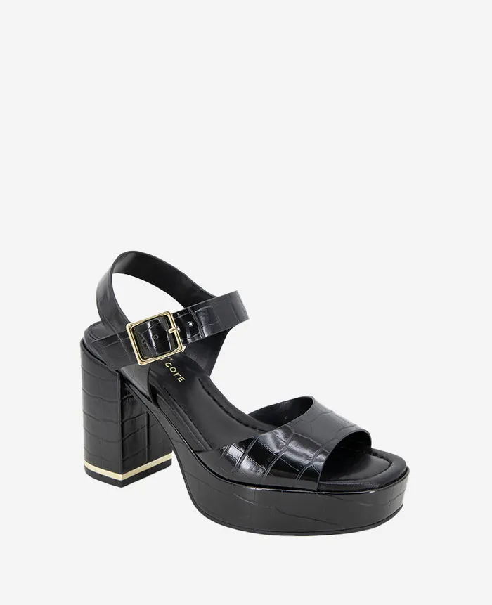 Kenneth Cole Sandals and Wedges Women Darla Croco Platform Heeled Sandal Black
