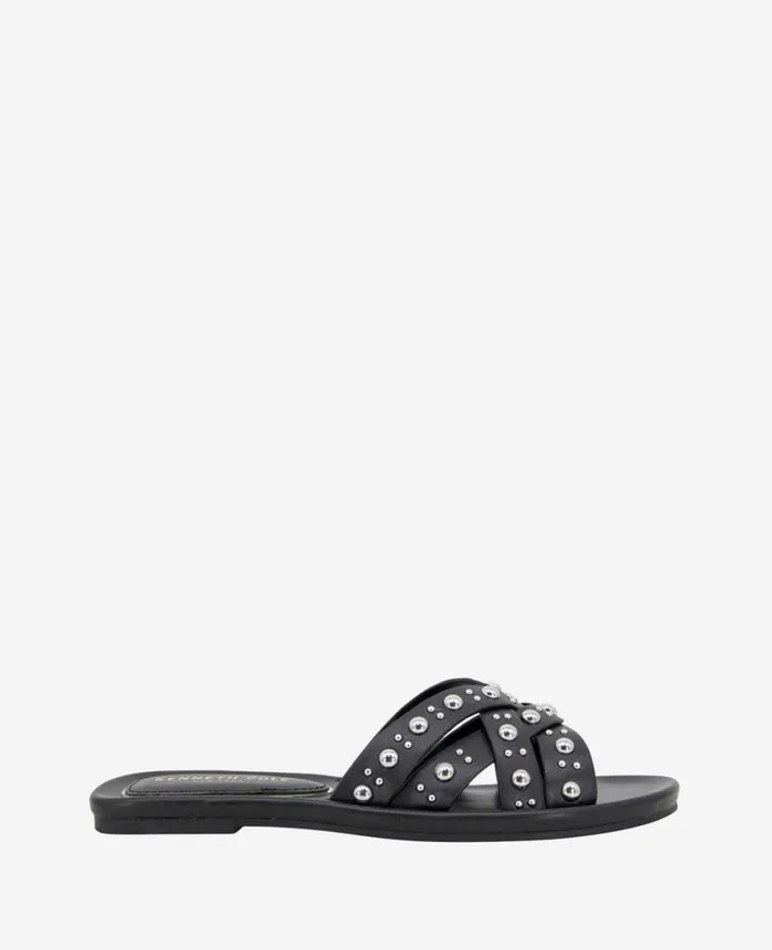 Kenneth Cole Sandals and Wedges Women Jula Flat Slide Sandal Black