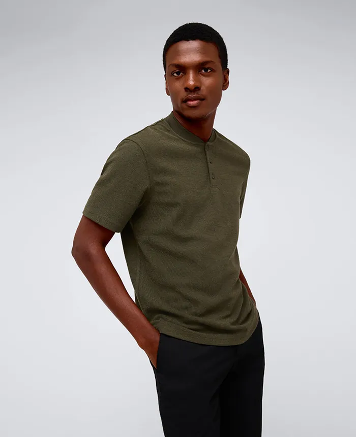 Kenneth Cole Shirts Men Performance BandCollar Henley Green