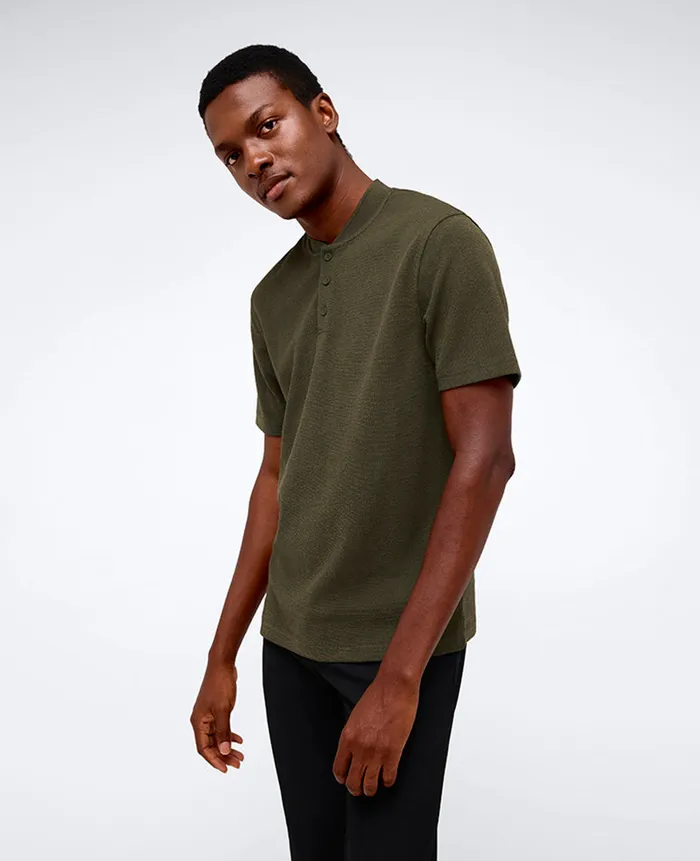 Kenneth Cole Shirts Men Performance BandCollar Henley Green
