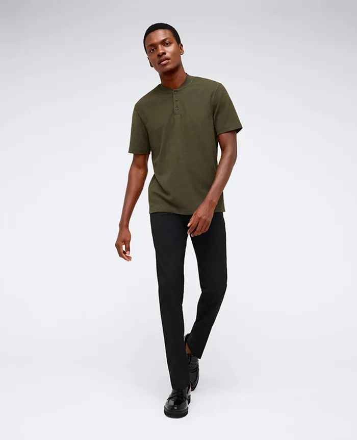 Kenneth Cole Shirts Men Performance BandCollar Henley Green