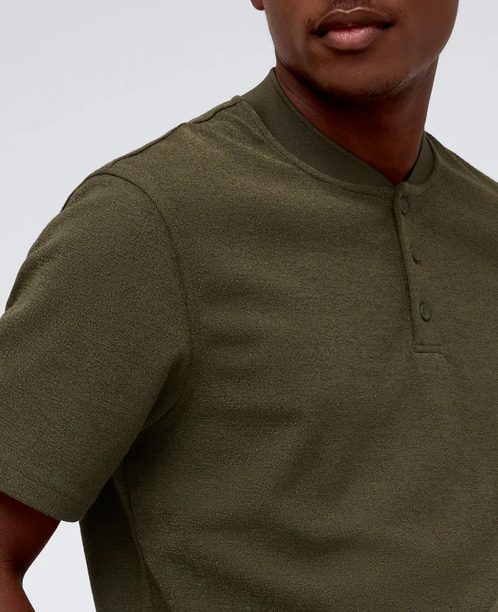 Kenneth Cole Shirts Men Performance BandCollar Henley Green