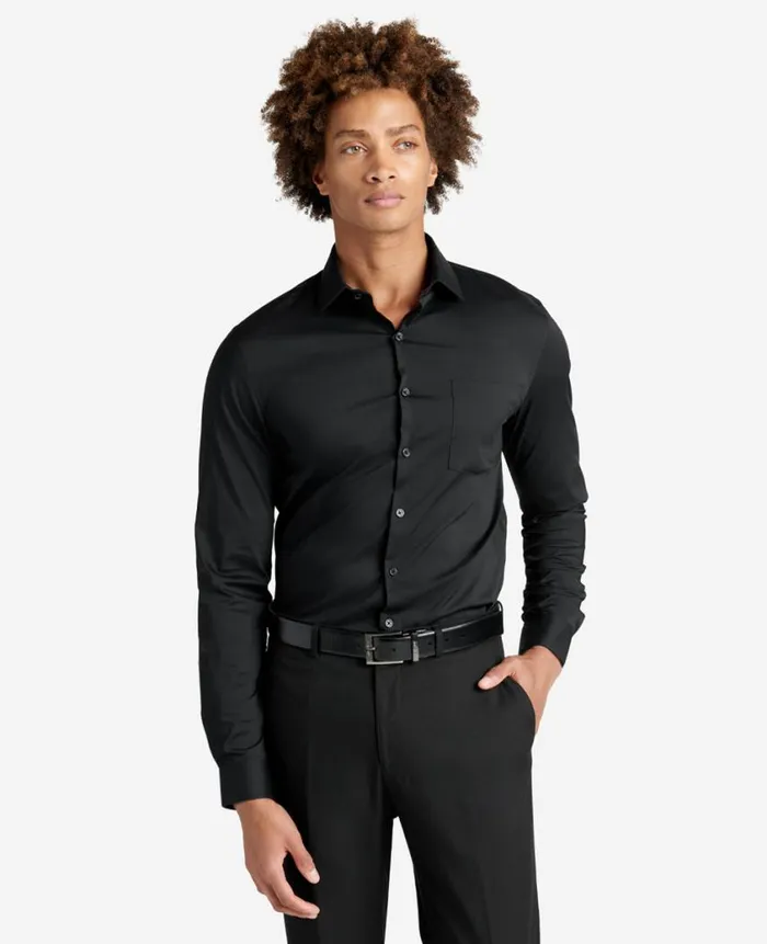 Kenneth Cole Shirts Men Slim Fit Kenneth Cole Sustinable Stretch Collar Solid Dress Shirt Black Kenneth Cole Shirts Men Slim Fit Kenneth Cole Sustinable Stretch Collar Solid Dress Shirt Black