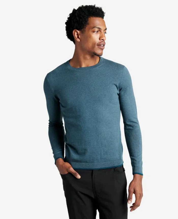 Kenneth Cole Sweaters Men Crewneck Sweater With Tipping Details Blue