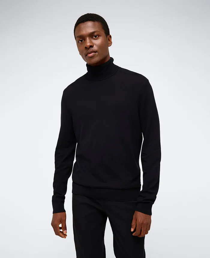 Kenneth Cole Sweaters Men Foldover Turtleneck Sweater Black