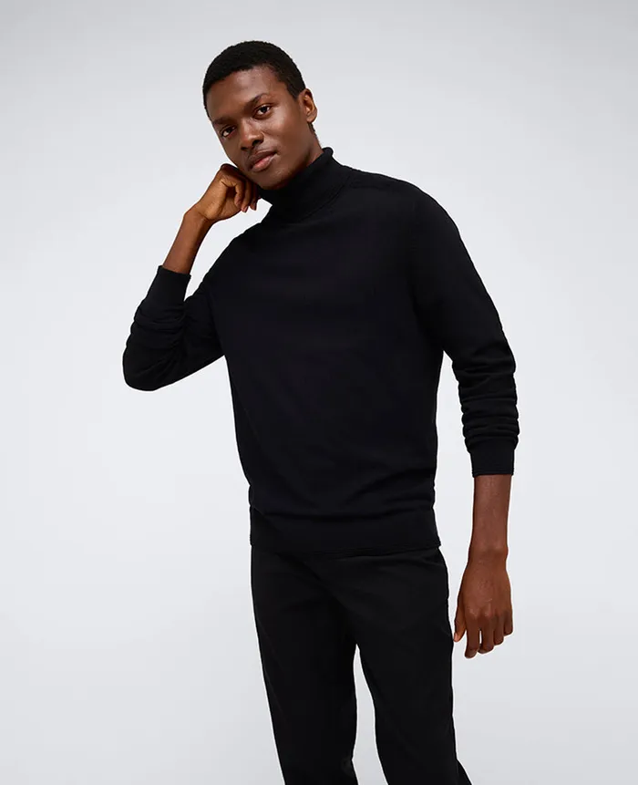 Kenneth Cole Sweaters Men Foldover Turtleneck Sweater Black
