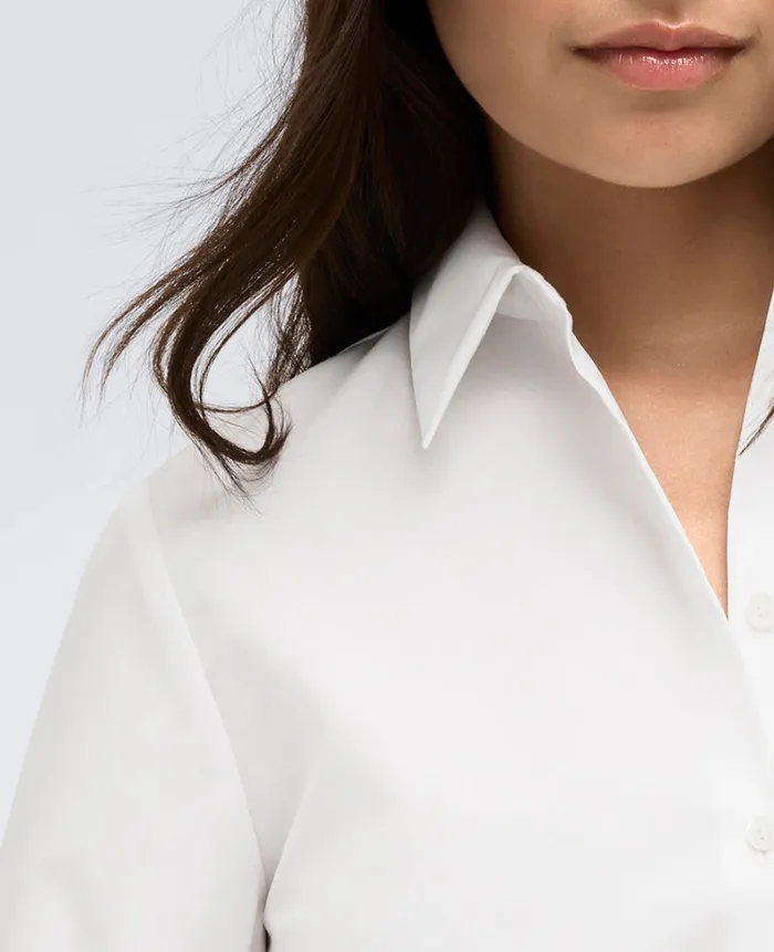 Kenneth Cole Tops Women Balloon Sleeve Button Front Collared Shirt White Kenneth Cole Tops Women Balloon Sleeve Button Front Collared Shirt White