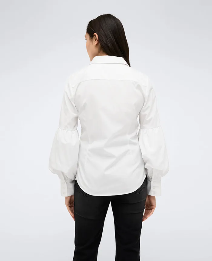 Kenneth Cole Tops Women Balloon Sleeve Button Front Collared Shirt White Kenneth Cole Tops Women Balloon Sleeve Button Front Collared Shirt White