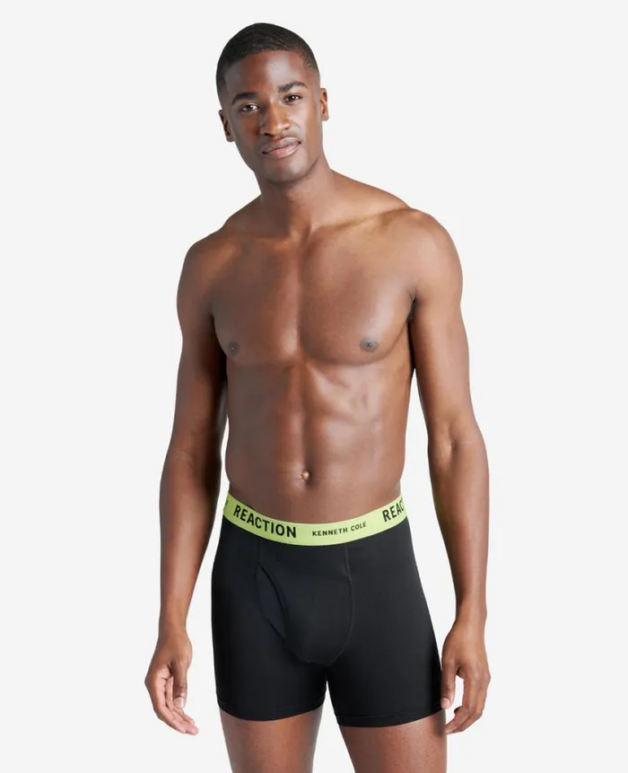 Kenneth Cole Underwear and Loungewear Men Organic Cotton Stretch Boxer Briefs 3Pack Black