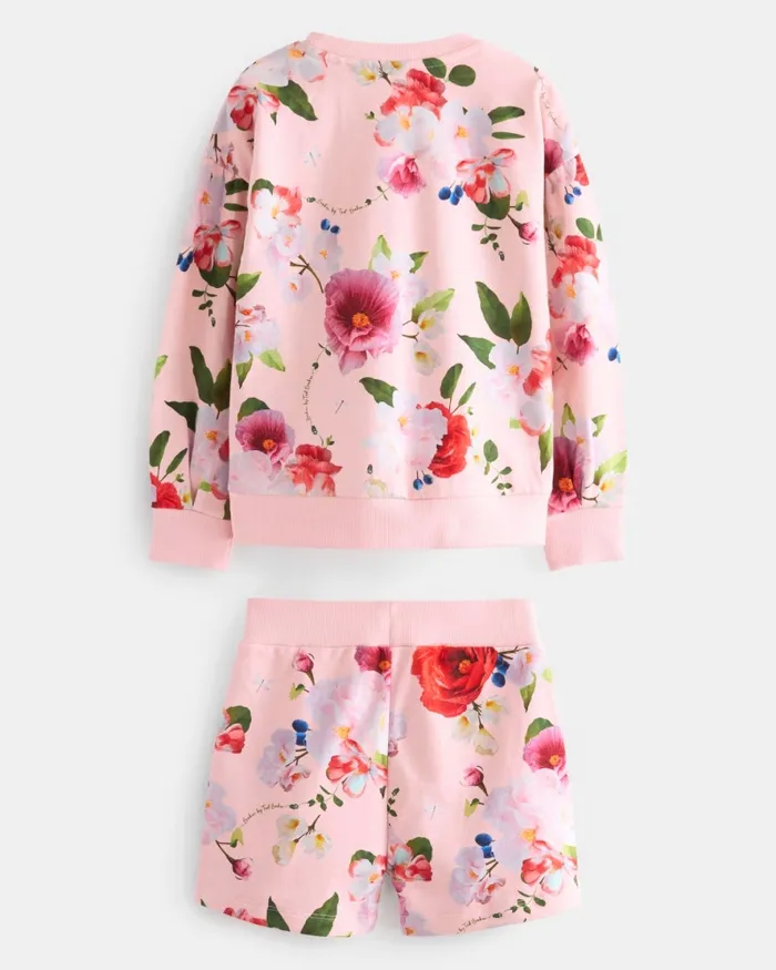 Kids BORRAH 8211 Branded Floral Sweater And Shorts Set Pink Ted Baker Playsuits and Sets Kids BORRAH 8211 Branded Floral Sweater And Shorts Set Pink Ted Baker Playsuits and Sets