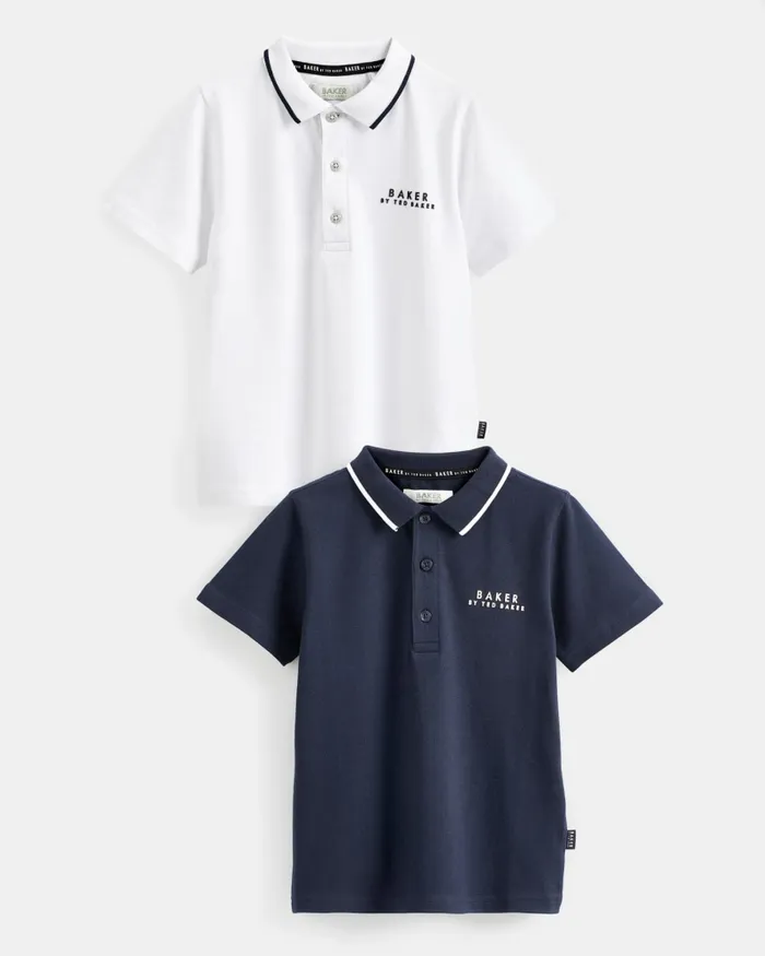 Kids NIIKOLA 8211 Two Pack Of Assorted Branded Polo Shirts Navy Ted Baker Tops Kids NIIKOLA 8211 Two Pack Of Assorted Branded Polo Shirts Navy Ted Baker Tops