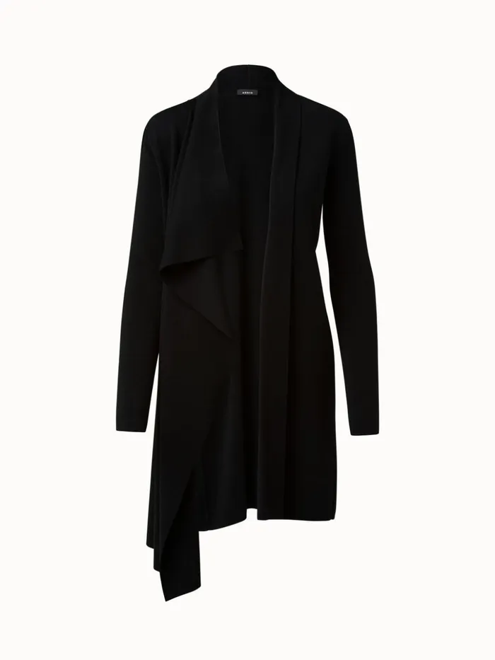 Knit Coat Wool Black Women Akris Knitwear