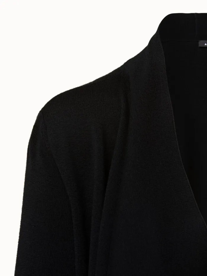 Knit Coat Wool Black Women Akris Knitwear
