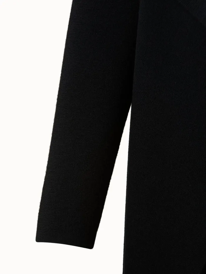 Knit Coat Wool Black Women Akris Knitwear