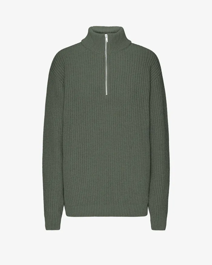 Knit Sweaters Merino Quarter Zip 8211 Dusty Olive Colorfulstandard Women