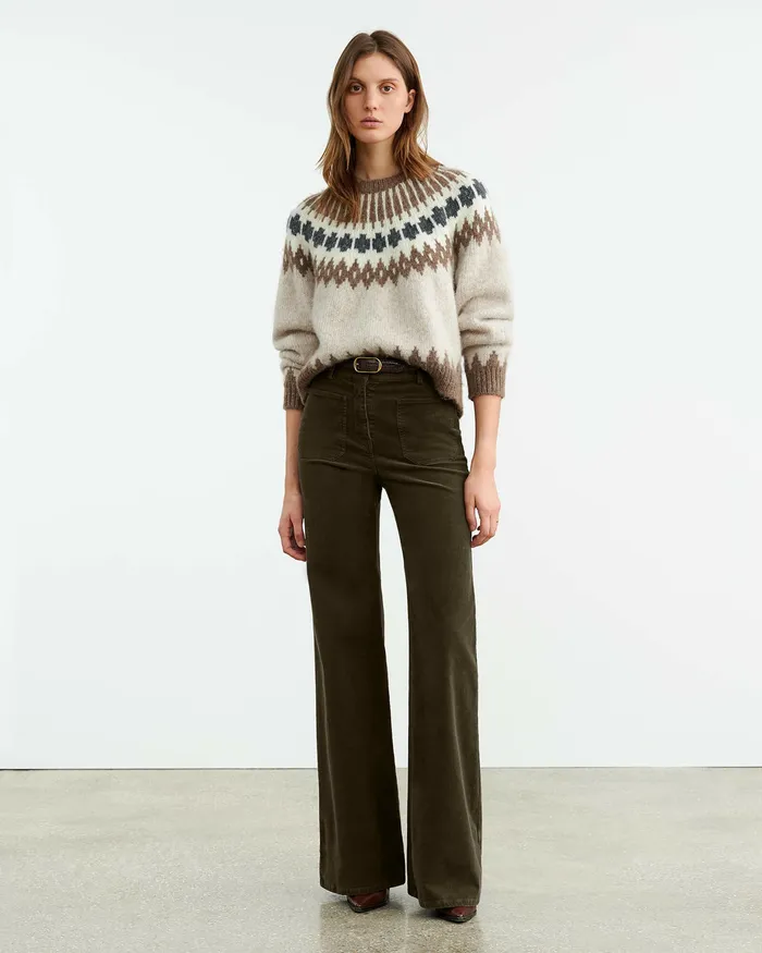 Knits and Sweaters Nili Lotan Women ALENA SWEATER Oatmeal Fairisle