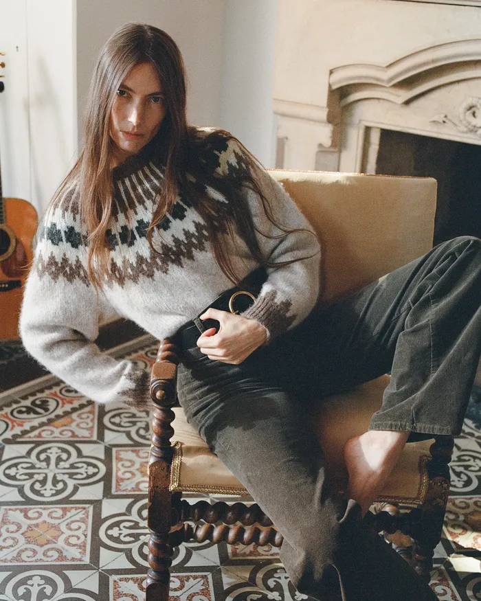 Knits and Sweaters Nili Lotan Women ALENA SWEATER Oatmeal Fairisle