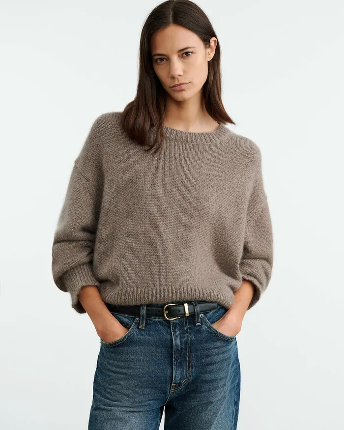 Knits and Sweaters Nili Lotan Women ANISA CASHMERE SWEATER Peat Melange