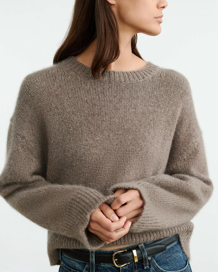 Knits and Sweaters Nili Lotan Women ANISA CASHMERE SWEATER Peat Melange