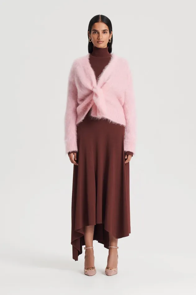 Knitwear Women BRUSHED MOHAIR WRAP CARDIGAN PINK Scanlan Theodore