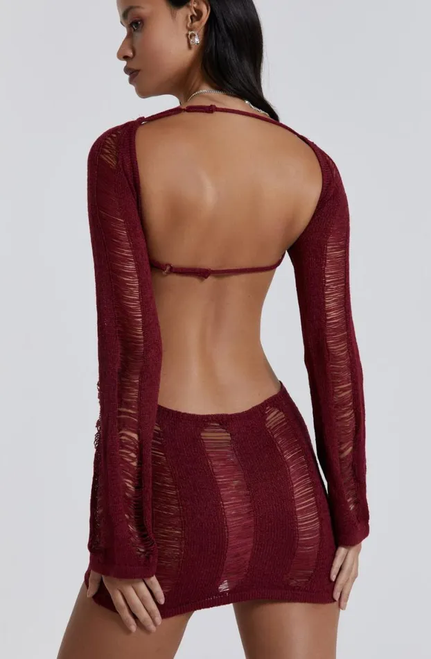 Knitwear Women Jaded London Burgundy Umbra Mini Dress