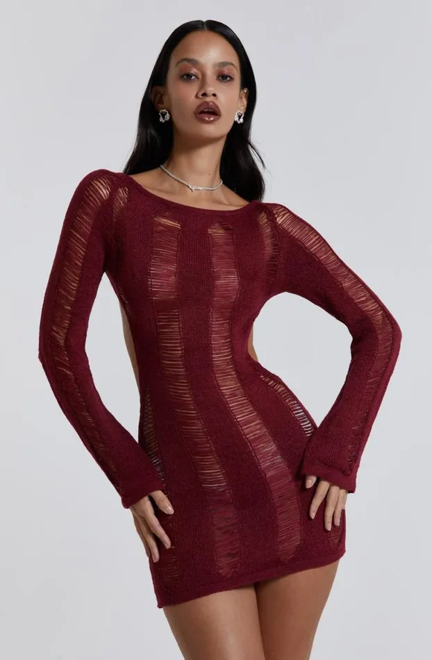 Knitwear Women Jaded London Burgundy Umbra Mini Dress