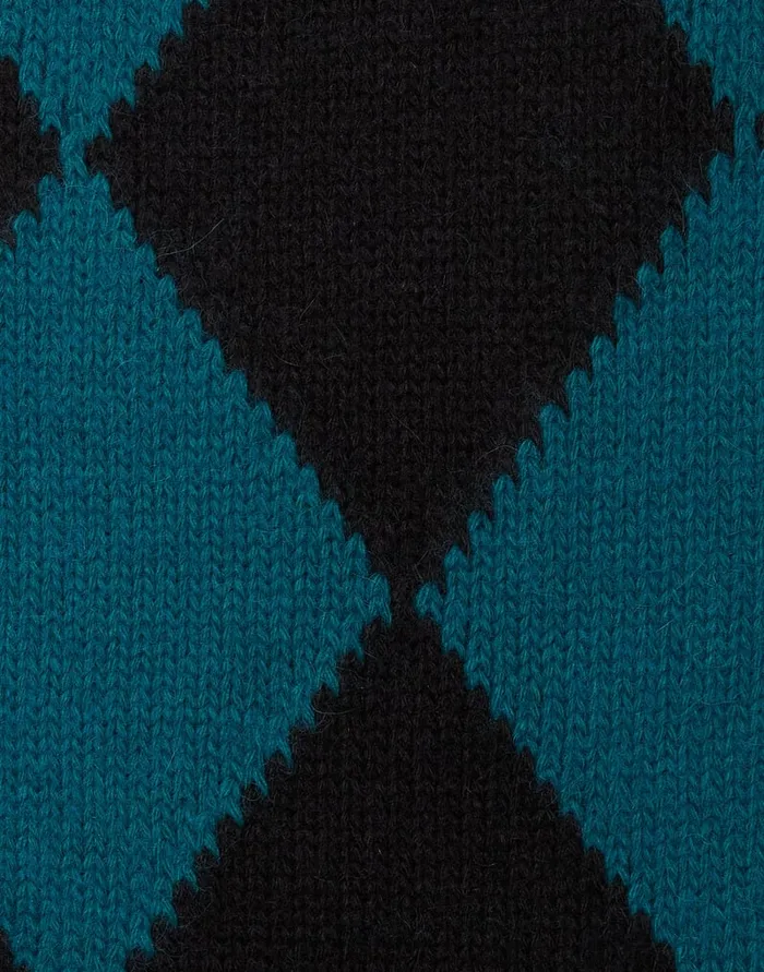 La Doublej Argyle Sweater Green Black In Wool Women Knitwear