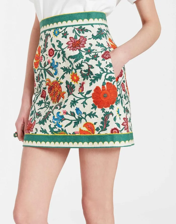 La Doublej Baia Mini Skirt Dragonflower Mini Multicolor In Shot Cotton Women Skirts