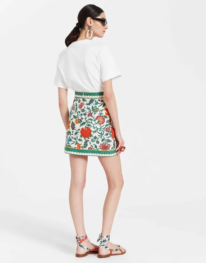 La Doublej Baia Mini Skirt Dragonflower Mini Multicolor In Shot Cotton Women Skirts