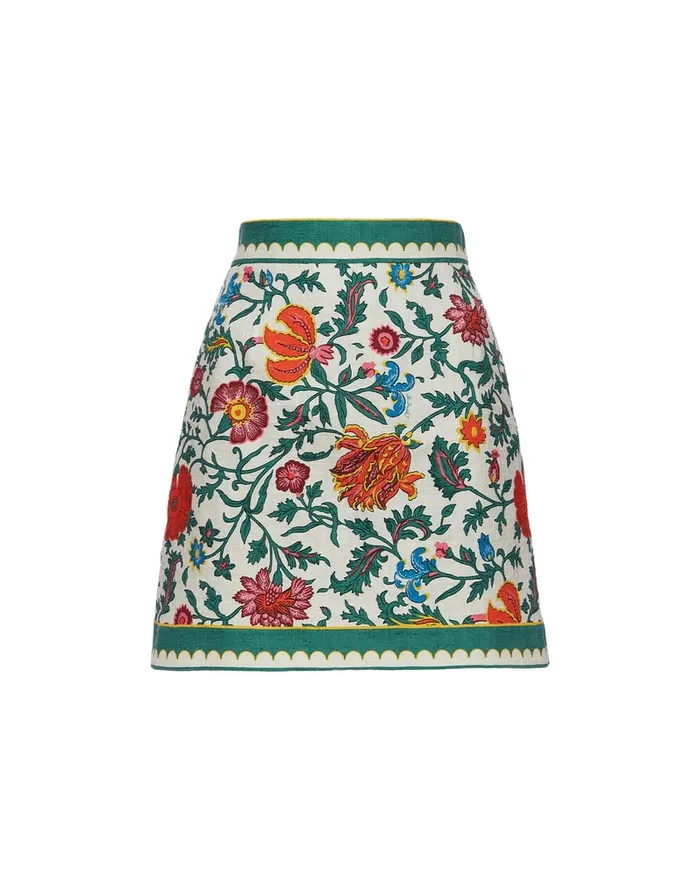 La Doublej Baia Mini Skirt Dragonflower Mini Multicolor In Shot Cotton Women Skirts