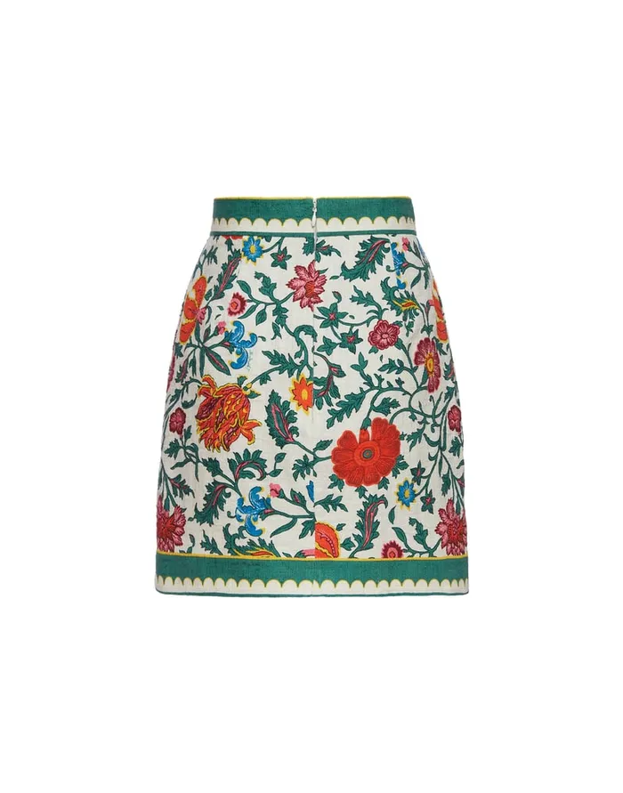 La Doublej Baia Mini Skirt Dragonflower Mini Multicolor In Shot Cotton Women Skirts