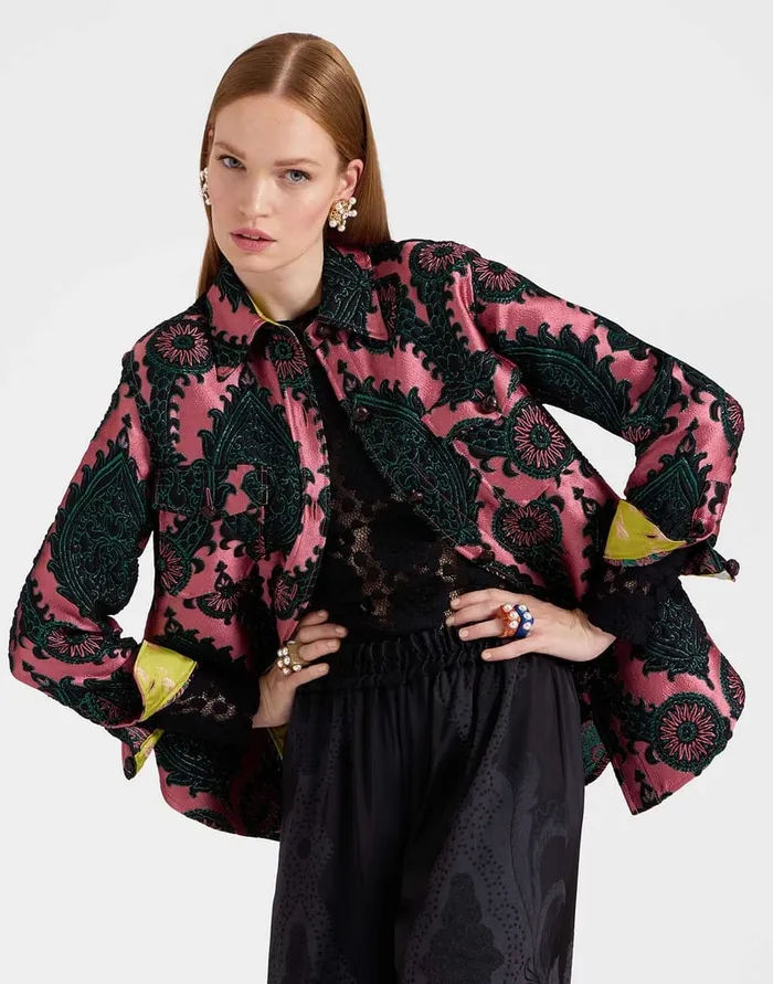 La Doublej Better Than Your Boyfriend039s Jacket Oltrarno Pink In Jacquard Women Outerwear
