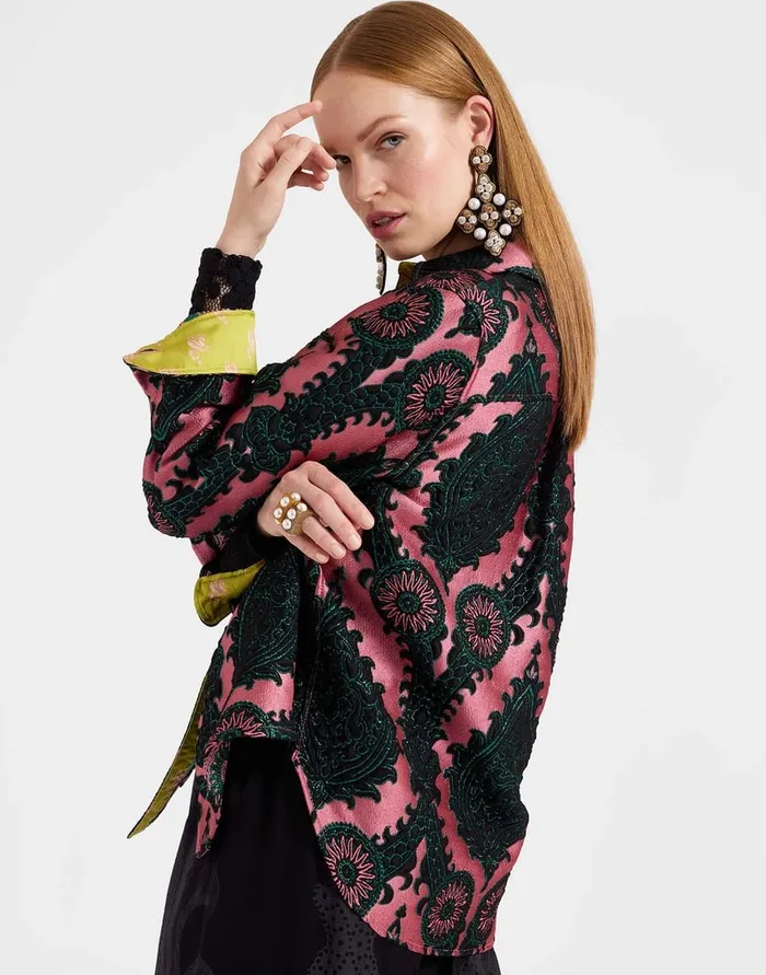 La Doublej Better Than Your Boyfriend039s Jacket Oltrarno Pink In Jacquard Women Outerwear