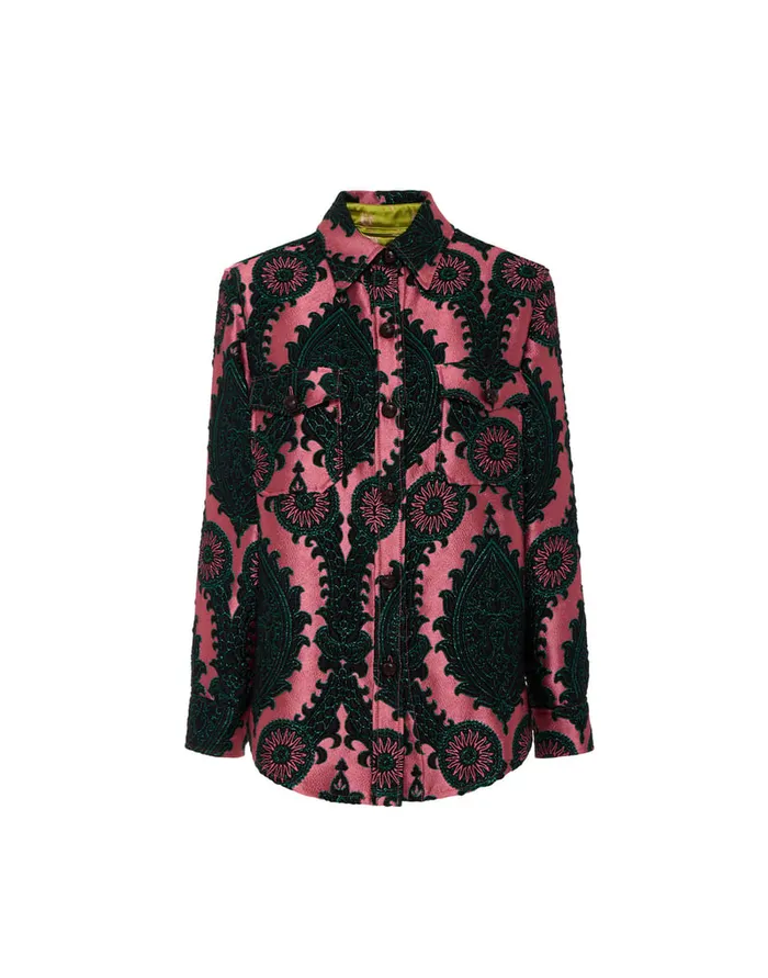 La Doublej Better Than Your Boyfriend039s Jacket Oltrarno Pink In Jacquard Women Outerwear