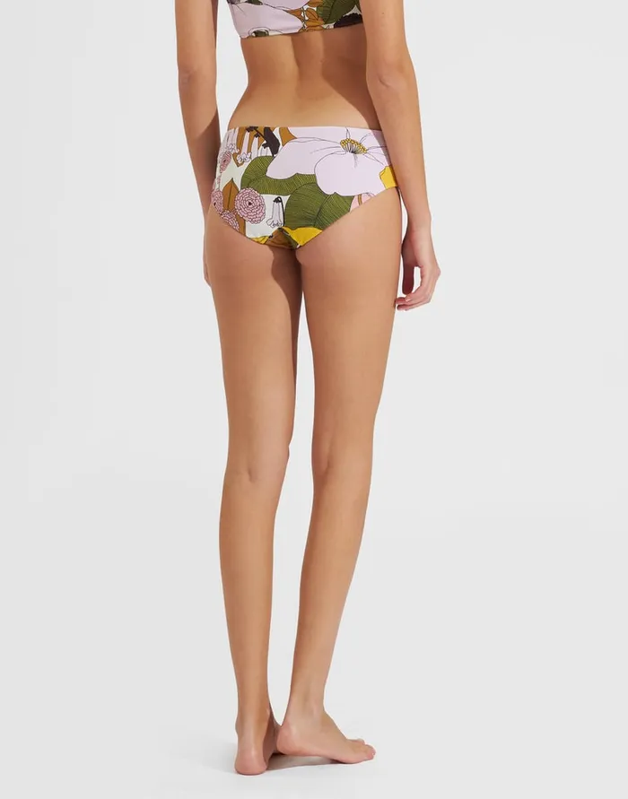 La Doublej Boy Brief Big Flower Rose In Piquet Lycra Women Swimwear