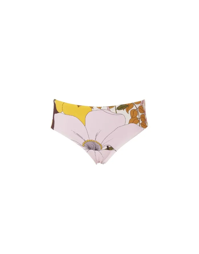 La Doublej Boy Brief Big Flower Rose In Piquet Lycra Women Swimwear